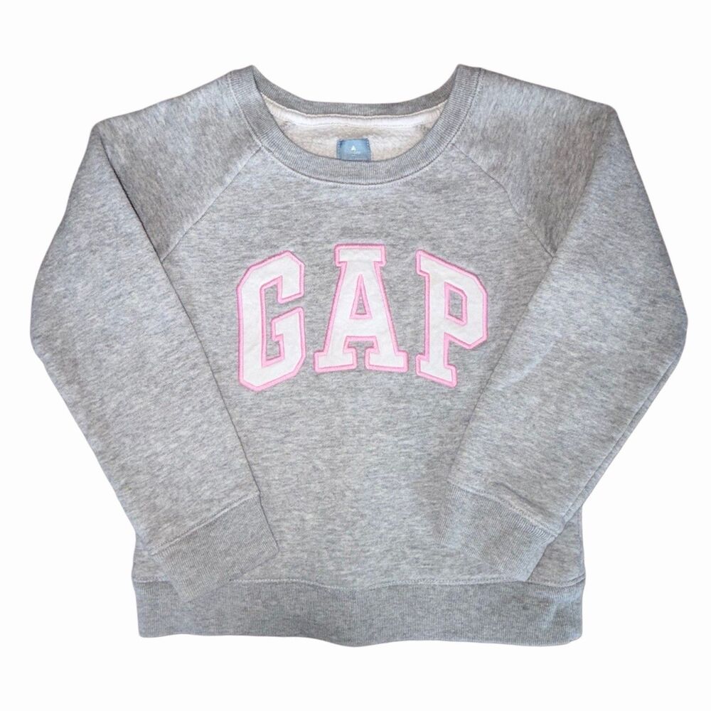 Baby GAP Toddler Crewneck Sweatshirt Size 5 Years Light Gray Pink Logo